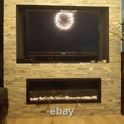 Bioethanol fireplace S-Line 3D 120cm with glass. Bio-fireplace built-in