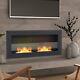 Black 90cm Stainless Steel Bio Ethanol Fireplace Wall Mounted/inset Biofire Fire
