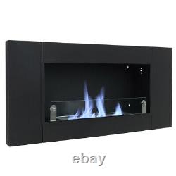 Black Bio Ethanol Fireplace Glass Biofire Fire Burner Heater Insert/Wall Mounted