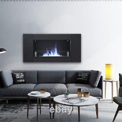 Black Bio Ethanol Fireplace Glass Insert/Wall Mounted Biofire Fire Burner Heater