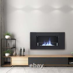 Black Bio Ethanol Fireplace Glass Insert/Wall Mounted Biofire Fire Burner Heater