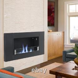 Black Bio Ethanol Fireplace Glass Insert/Wall Mounted Biofire Fire Burner Heater