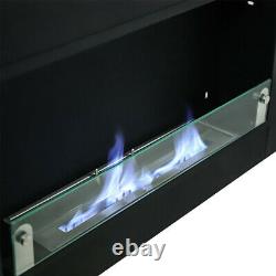 Black Bio Ethanol Fireplace Wall Mounted/Inset Biofire Burning Heater with Glass