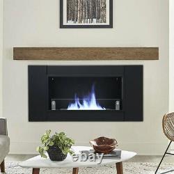 Black Home Bio Ethanol Fireplace Fire Burner Inset/Wall Mount Heater with Glass