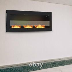 Black Home Wall Mounted/Inset Bio Ethanol Fireplace Biofire Fire Burner 120x40cm