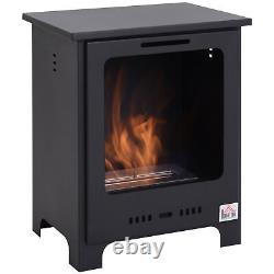 Black Metal Bio Ethanol Fireplace Heater 40x30x50cm, 0.9L Tank, New