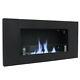 Black Modern Bio Ethanol Fireplace Glass Fire Burner Inset/wall Mounted Heater