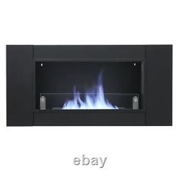 Black Modern Bio Ethanol Fireplace Glass Fire Burner Inset/Wall Mounted Heater