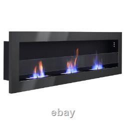 Black Professional Bio Ethanol Fireplace Wall/Inset Biofire Fire Burner 140x40cm