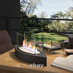 Black Stainless Steel Bio Ethanol Burner Fire Fireplace Indoor Outdoor Glass Top