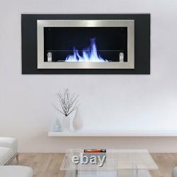 Black+Stainless Steel Indoor Bio Ethanol Fireplace Fire Burner Insert/Wall Mount