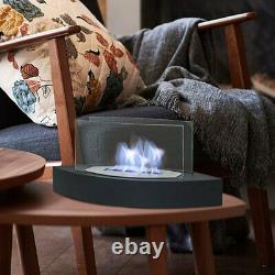 Black / Stainless Steel Tabletop Bio Ethanol Fireplace Fire Pit with Flame Guard