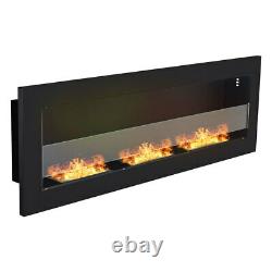 Black Wall Hung/Inset Bio Ethanol Fireplace Glass Biofire Fire Burner 1200x400mm