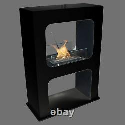 Boston Black Bio-Ethanol Chimney Quality Standing Luxury Fireplace Table Gel