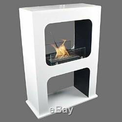 Boston White Bio-Ethanol Chimney Quality Standing Luxury Fireplace Table Gel