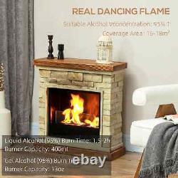 Brown Bioethanol Fire Heater with Brickwork-Effect Mantelpiece