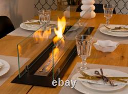 Builtin bio fireplace insert 100cm black matt with glass