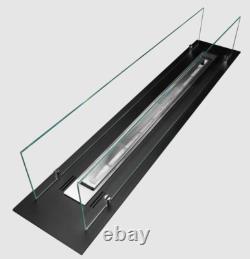 Builtin bio fireplace insert 100cm black matt with glass