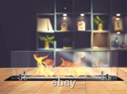 Builtin bio fireplace insert 65 cm black matt with glass
