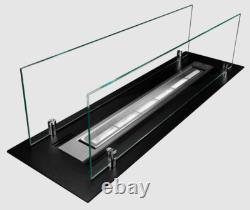 Builtin bio fireplace insert 65 cm black matt with glass