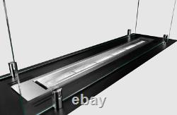 Builtin bio fireplace insert 65 cm black matt with glass