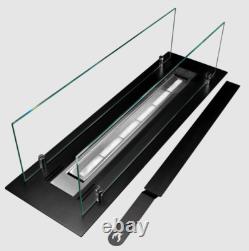 Builtin bio fireplace insert 65 cm black matt with glass