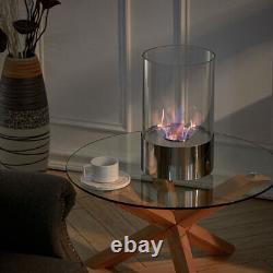 Camping Desktop Bio-Ethanol Fireplace Round Glass&Steel Bioethanol Fire Burner