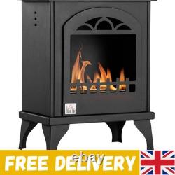 Chic Black Ethanol Heater 3 Hours of Cozy Indoor Warmth, Freestanding Design