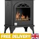 Chic Black Ethanol Heater 3 Hours Of Cozy Indoor Warmth, Freestanding Design