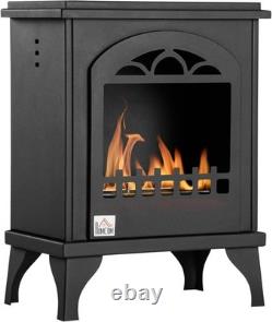 Chic Black Ethanol Heater 3 Hours of Cozy Indoor Warmth, Freestanding Design