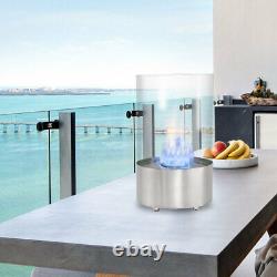 Cylinder Bio Ethanol Fireplace Table Fire Pit Burner Glass Home Outdoor Camping