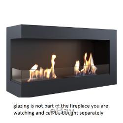 DELTA CORNER 900 left side bio ethanol fireplace witx 2x1.2l burners wool insert