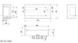 DELTA CORNER 900 left side bio ethanol fireplace witx 2x1.2l burners wool insert
