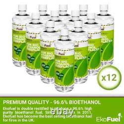 EKOFUEL Bio Ethanol Fuel Premium Bioethanol (12 Litres) for Liquid Fireplaces