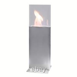 Ecological Ethanol Standing Fireplace from Stainless Steel IN Silver