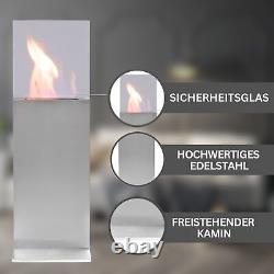 Ecological Ethanol Standing Fireplace from Stainless Steel IN Silver