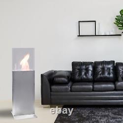 Ecological Ethanol Standing Fireplace from Stainless Steel IN Silver