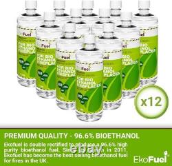 EkoFuel Premium Bioethanol Liquid Fuel 12 Litre for Fireplaces, Fire Pits & Stov