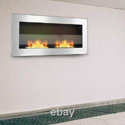 Ethanol Fireplace Bio-Ethanol Wall Mounted/Inset Fireplace Indoor Burner Silver