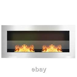 Ethanol Fireplace Bio-Ethanol Wall Mounted/Inset Fireplace Indoor Burner Silver