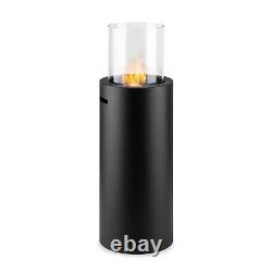 Ethanol Fireplace Glass Indoor Freestanding Home Decoration Steel 0.3 L Black