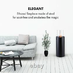 Ethanol Fireplace Glass Indoor Freestanding Home Decoration Steel 0.3 L Black