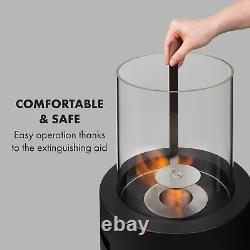 Ethanol Fireplace Glass Indoor Freestanding Home Decoration Steel 0.3 L Black