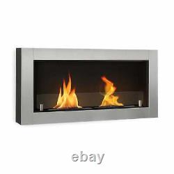 Ethanol Fireplace Space Room Heater Flames 3 hours Burning Time Steel Silver