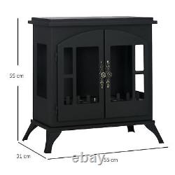 Ethanol Fireplace Stove Freestanding Bioethanol 0.9L Tank Black Steel HOMCOM