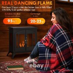 Ethanol Fireplace Stove Freestanding Bioethanol 0.9L Tank Black Steel HOMCOM