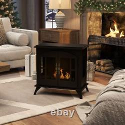 Ethanol Fireplace Stove Freestanding Bioethanol 0.9L Tank Black Steel HOMCOM