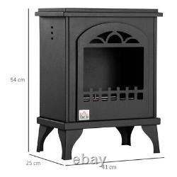 Ethanol Fireplace Stove Freestanding Bioethanol Fire 0.9L Tank 54x41cm BLACK