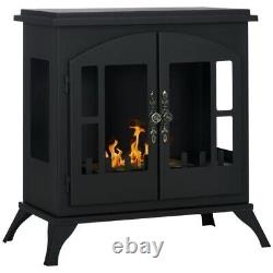 Ethanol Fireplace Stove Freestanding Bioethanol Fire 0.9L Tank 55x55cm BLACK