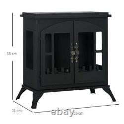 Ethanol Fireplace Stove Freestanding Bioethanol Fire 0.9L Tank 55x55cm BLACK